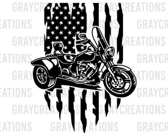 Amerikaanse Trike motorfiets SVG | Trike-motor SVG | Motorfiets SVG | Trike-motor clipart | Trike motorfiets png | Motor Svg | Motor Cutfiles