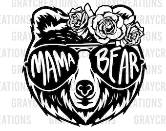 Mama Bear Svg | Floral Bear Svg | Mama Bear with Sunglasses | Mommy SVG | Mama Bear Cut file | Mama Svg | Momma Bear Svg | Png