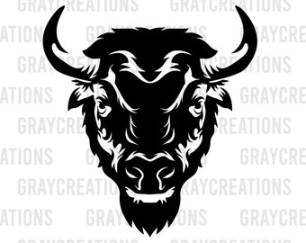 American Bison face SVG / printable animal portrait png cut file