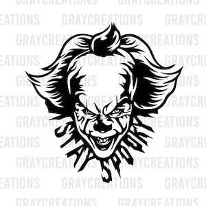 peeking scary clown svg / creepy monster clown / horror design for halloween