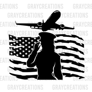 US Lady Pilot aviator svg /patriotic woman aviation airplane clip art / Printable Distressed American Flag