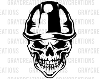 Dödskalle med hjälm SVG | Bygg Svg | Ingenjör SVG | Bygg T-shirt | Cricut & Silhouette | Utskrivbar | Vektor | Png