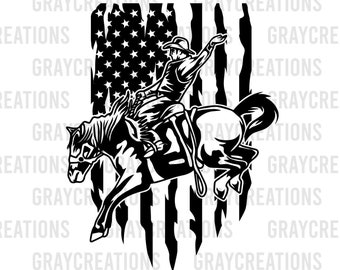 USA Rodeo Svg | Cowboy Svg | Western Cowboy Riding Horse svg | Rodeo Cowboy Svg | Horse Svg | Rodeo Png | Cricut & Silhouette | Png