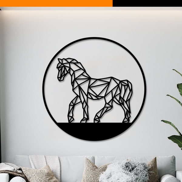 Horse Geometric wall art svg,dxf, EPS,AI and PDF files.plasma cut file,wall art dxf,laser cut files,Glowforge files, horse panel svg