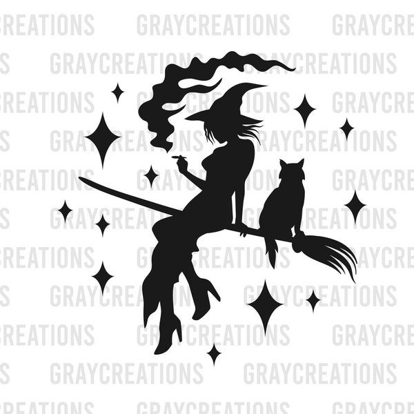 witch riding broomstick with cat pet svg / witch smoking weed svg / halloween marijuana svg