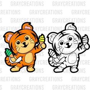 niedlich, Baby, Tiger, Eis, svg,png,farbig,clipart,vektor schneiden,printable,digital,T-shirt design,sommer tiere,Cub
