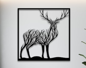 Deer wall art svg,dxf, EPS,AI and PDF files.plasma cut file,wall art dxf,laser cut files,Glowforge files, Deer panel svg