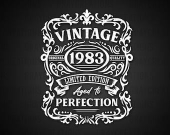40th Birthday Svg | 40th Birthday Shirt | Vintage 1983 Svg | 1983 Aged to perfection | Aged to Perfection Svg | 40th Birthday Gift Idea