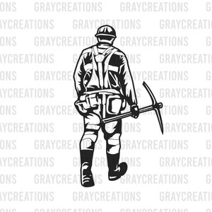 Miner walking with pick axe svg / Coal mine worker svg / miner clip art
