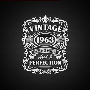 60th Birthday Svg | 60th Birthday Shirt | Vintage 1963 Svg | 1963 Aged to perfection | Aged to Perfection Svg | 60th Birthday Gift Idea