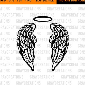 Angel wings with Halo svg / memorial angel wings svg / wings and halo clip art