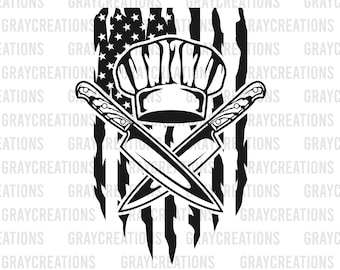 US Chef hat and knife svg / kitchen knife svg/ master chef svg / culinary svg