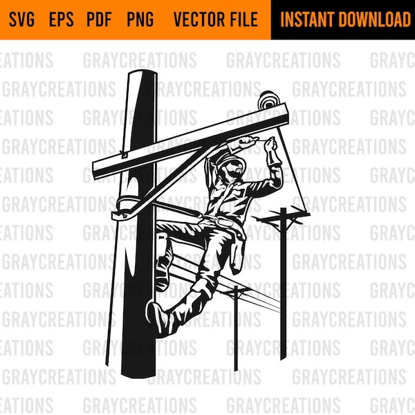 Line man svg /powerline technician svg / electrician clip art