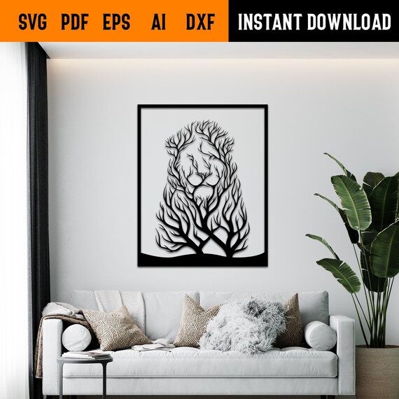 Lion Wall Art Svgdxf EPSAI and PDF Files.plasma Cut Etsy
