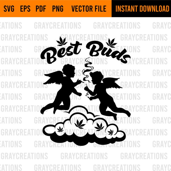 Best Buds Angel svg / Angels smoking joint svg/smoking weed svg/ high as sky svg