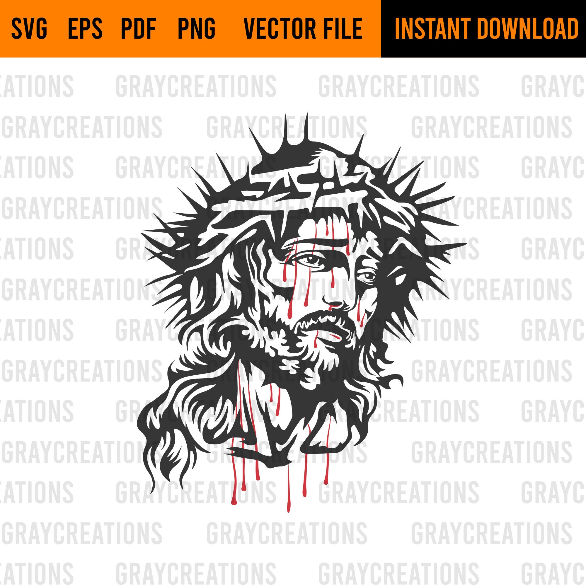 Jesus Christ svg / Jesus Face with blood svg /Christian svg Etsy