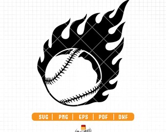 Baseball svg , fireball svg ,flaming baseball ,baseball clip art ,cricut ,silhouette , printable ,png pdf eps dxf ,sports svg ball clip art