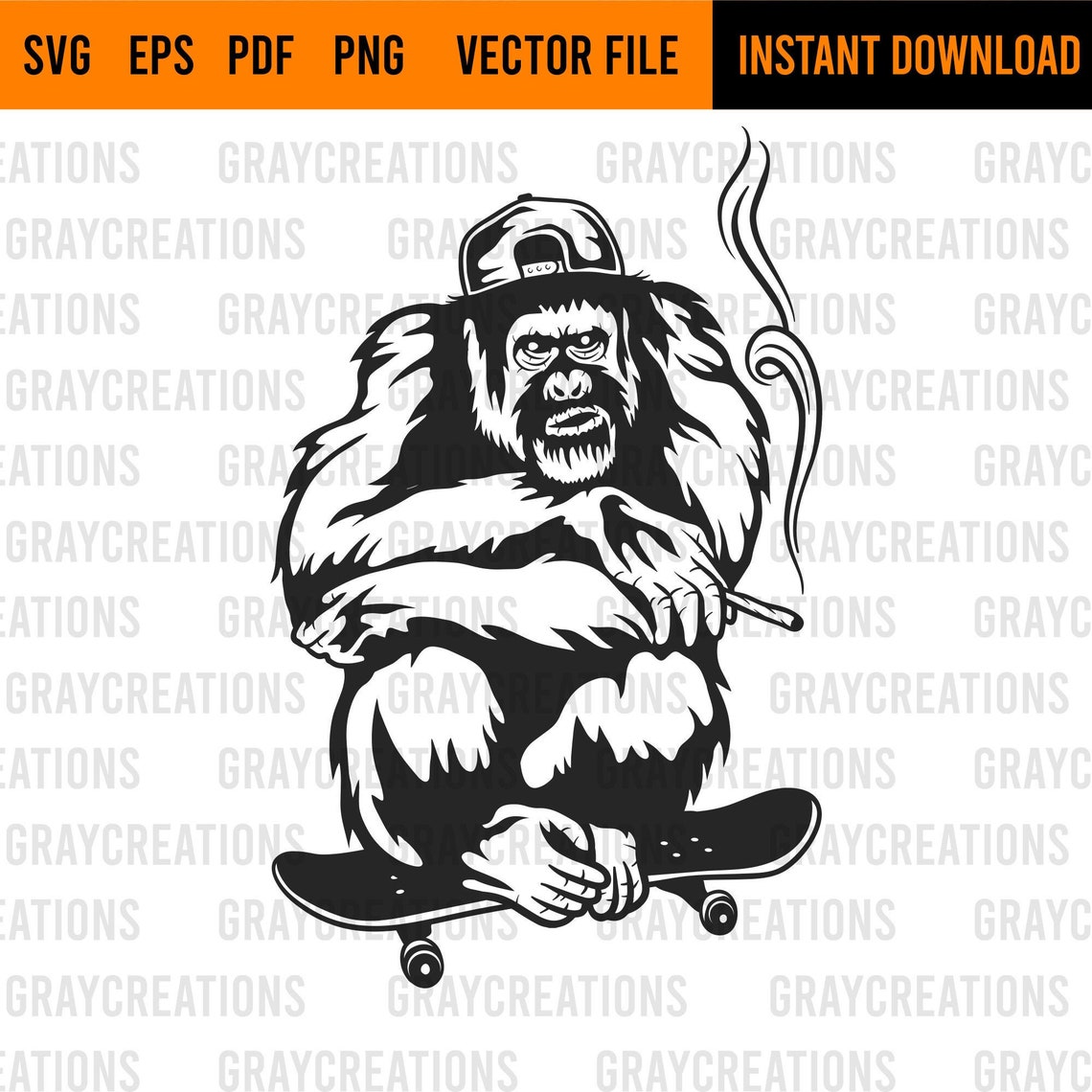 Rasta monkey on skateboard smoking joint svg / monkey smoking | Etsy
