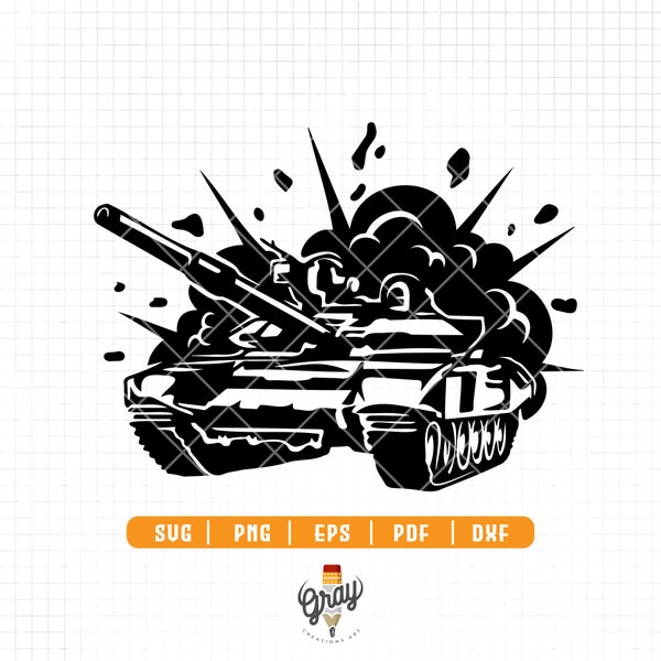 Military Tank Svg | Smashing Tank SVG | Army SVG | Marine Tank Svg | Battle War Vehicle | Cricut & Silhouette | Printable | Png Dxf Pdf Eps