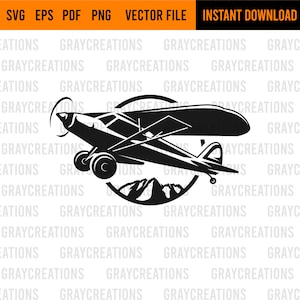Piper cub airplane svg / aviation svg /aircraft svg / mountain svg
