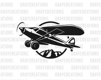 Piper cub airplane svg / aviation svg /aircraft svg / mountain svg