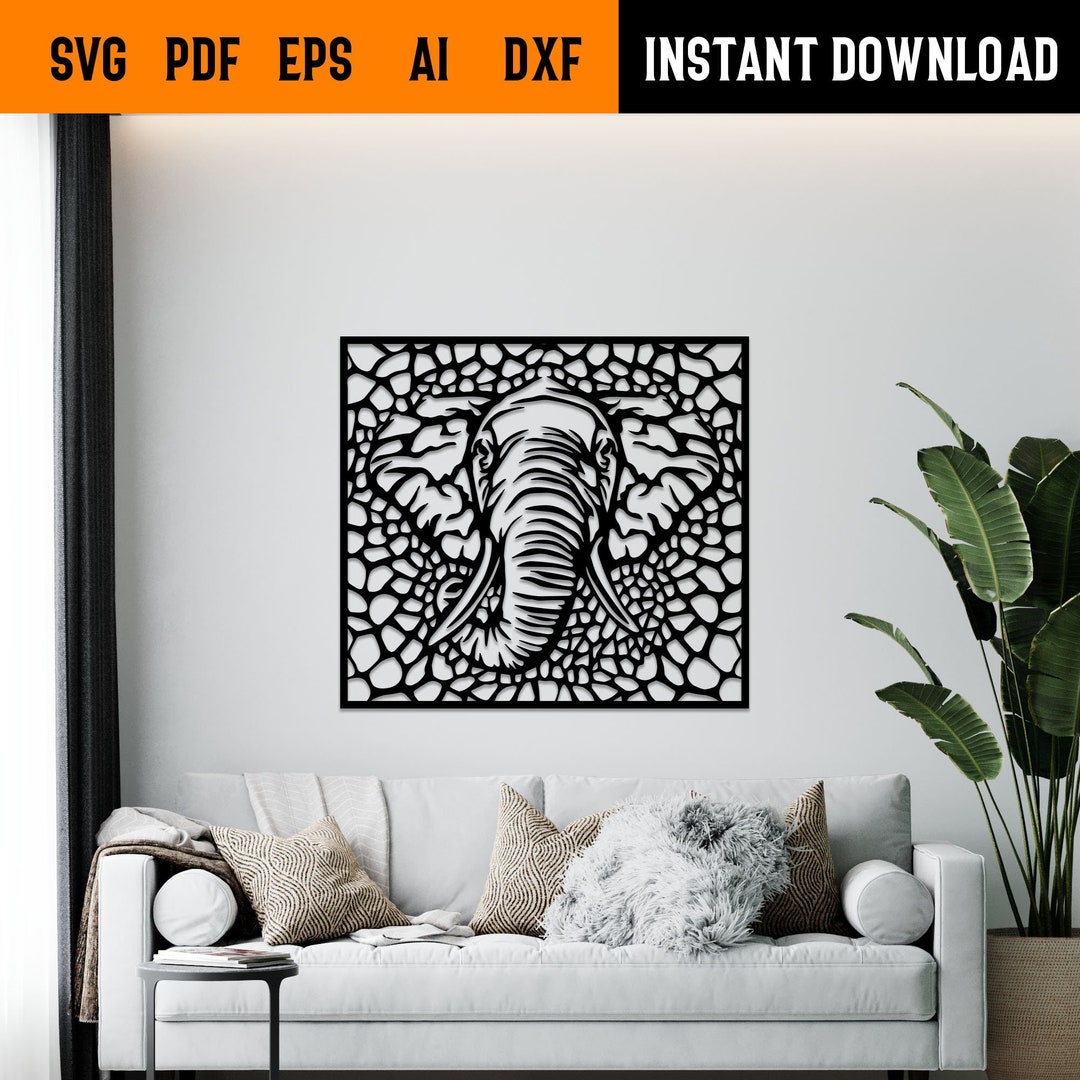 Elephant Face Wall Art Svg,dxf, EPS,AI and PDF Files.plasma Cut File
