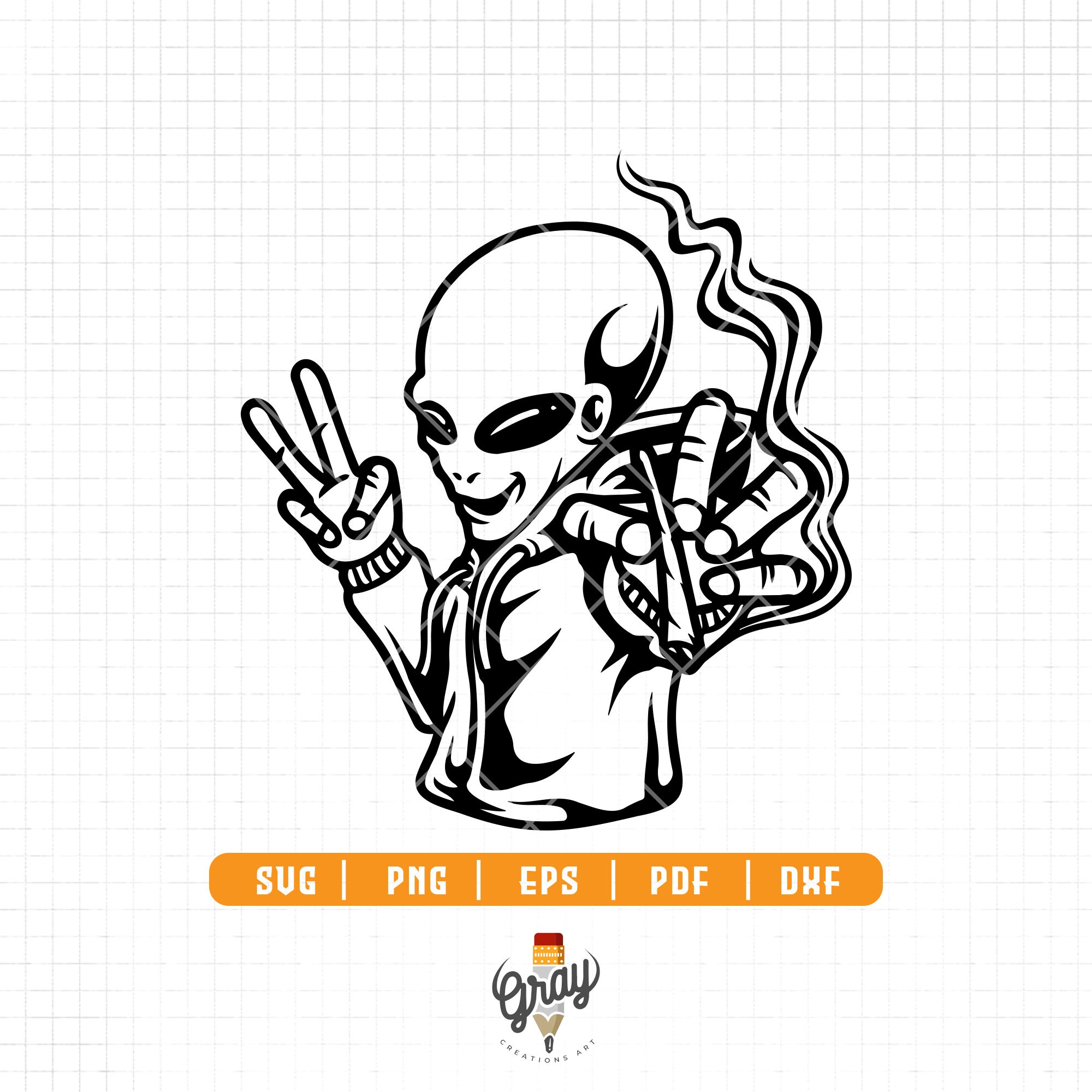 Smoking Alien Svg , Alien Smoking ,smoking Joints , Cricut, Silhouette ...