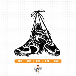 Puede incluir: Silueta en blanco y negro de un par de zapatos deportivos colgados de sus cordones. Los zapatos tienen un diseño de cordones y una suela texturizada.