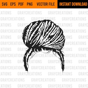 Braided bun hairstyle svg / afro girl braided hair svg/ messy bun svg