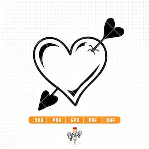 hart SVG, Valentijnsdag SVG, hart illustraties, cricut, silhouet, vectorbestand, PDF EPS PNG DXF, hart DXF, hart en pijl