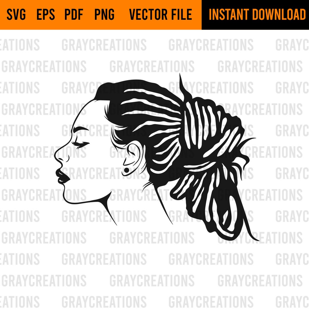 Black Woman Dreadlocks Bun Svg / African American Woman Afro Svg ...