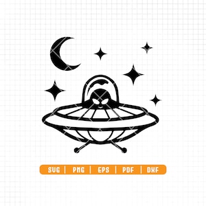 Alien under the moon Svg , Alien Svg, UFO Svg ,Yeti Svg,Cricut & Silhouette ,Printable, Vector ,Png Dxf Eps