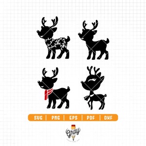 Cute Reindeer bundle svg, reindeer svg , reindeer clip art, christmas svg ,cricut, silhouette, reindeer shirt ,rudolph red nose
