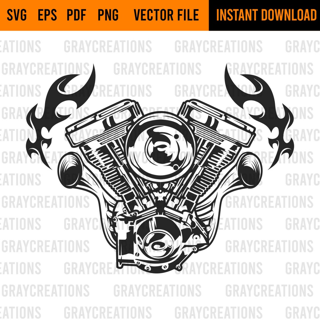 Racing Engine Exhaust Flames Svg / Engine Repairman Svg / Car Mechanics