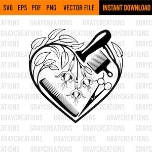 Floral Hair dryer SVG / heart hair dryer svg / hair stylist svg / hair dresser svg