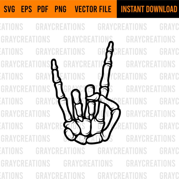 skeleton rock hand svg / rock star hand svg / rock hand gesture svg