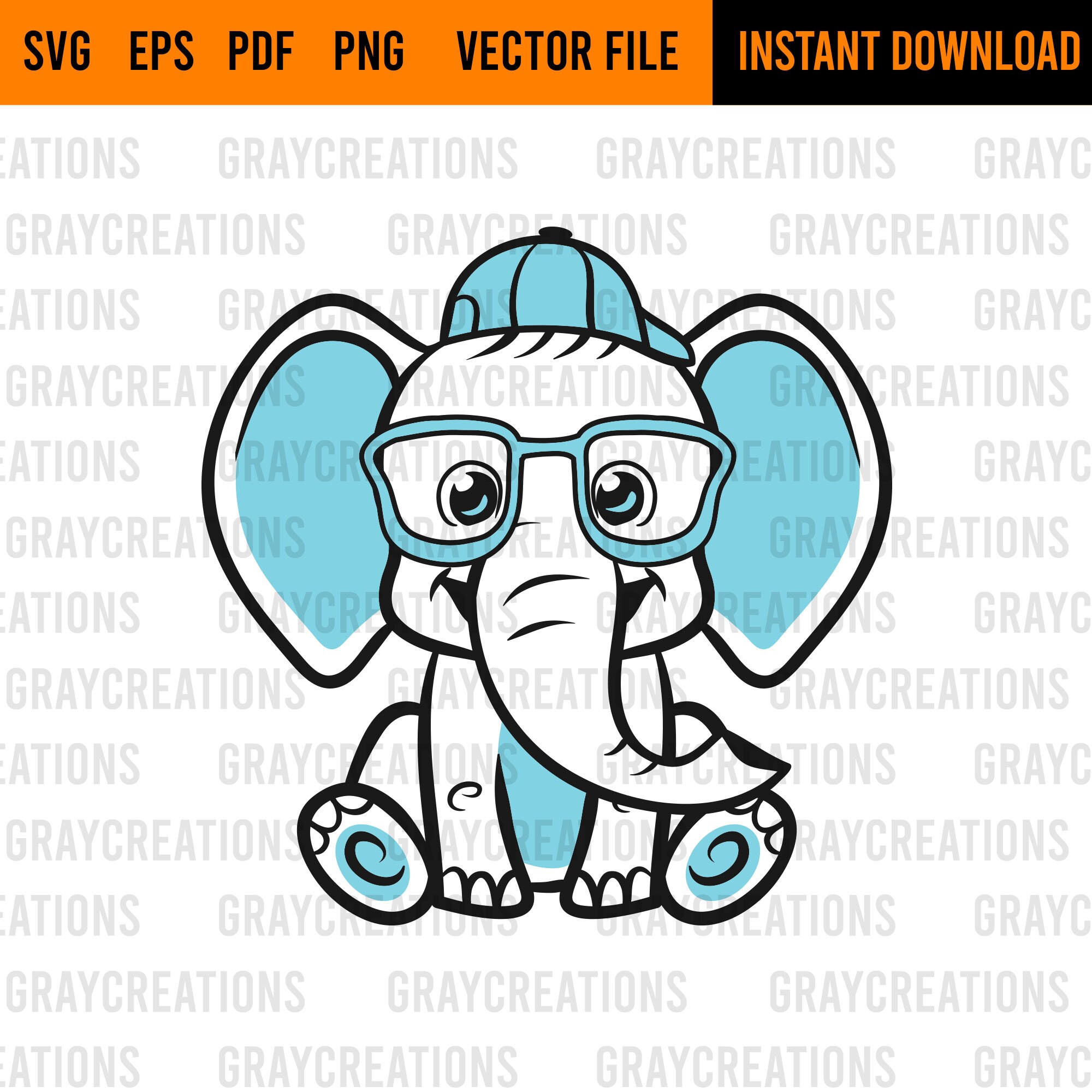 Cute Baby Elephant With Glasses Svg / Layered Design With - Etsy UK