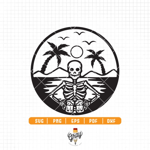 Beer skeleton svg , skull beer svg , beach scene svg ,beach svg , summer clip art , cricut ,silhouette ,printable beer mug svg , png eps dxf