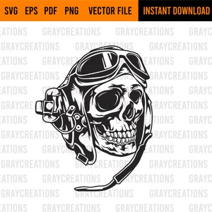 skullhead pilot svg / pilot helmet svg/ aviator svg