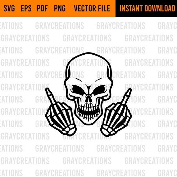 Skull Middle Fingre Svg / Skeleton Hand Sign Png / Middle Etsy