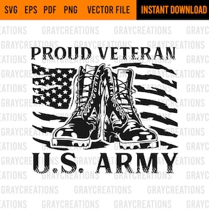 Proud Veteran svg  / US Army svg  / combat boots svg / soldier boots svg / American flag svg