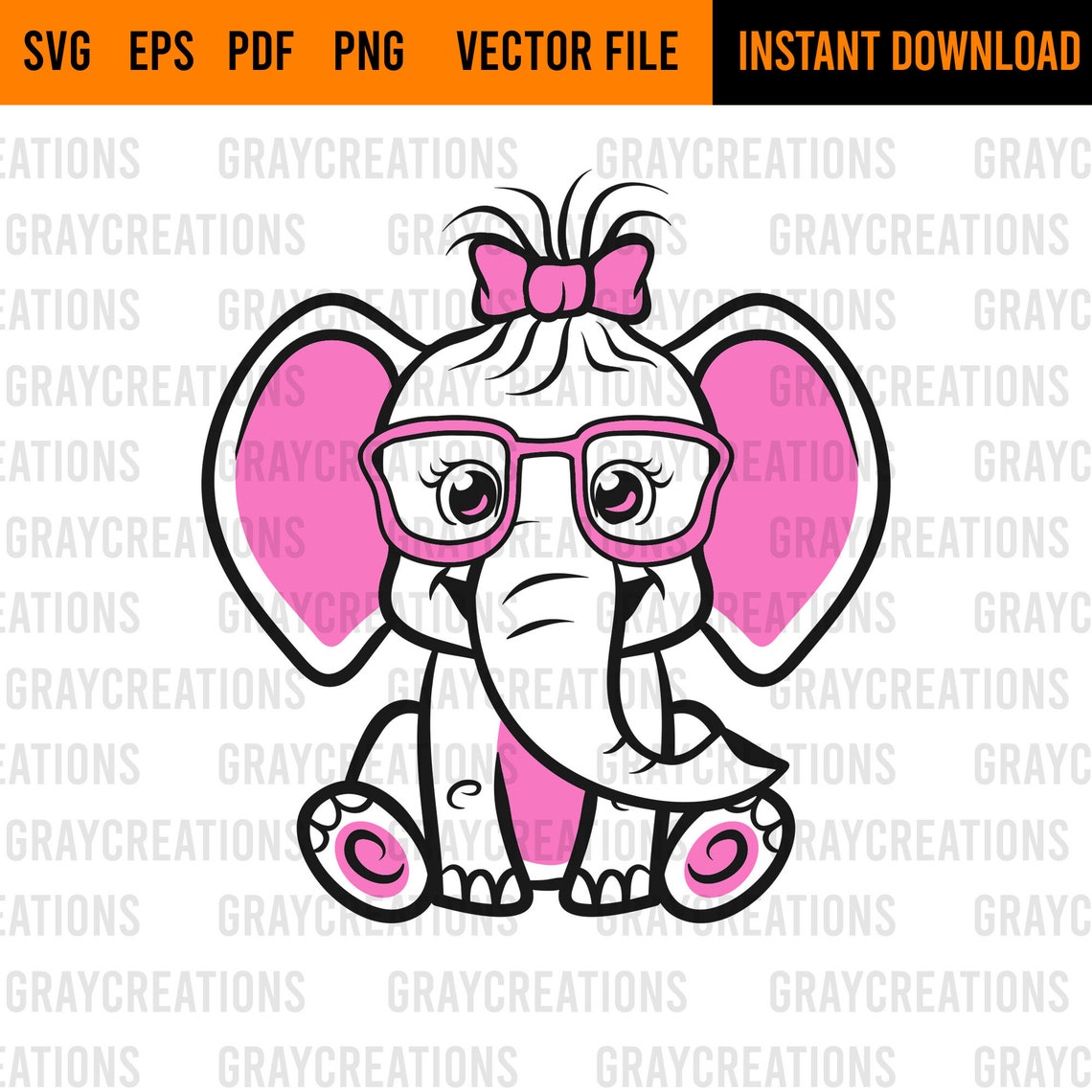 Download Cute baby Elephant with glasses svg / layered design with ...