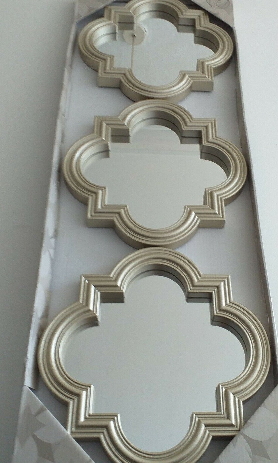 Set Of 3 Moroccan Style Mirrors 25 cm Gold Metallic Frame Etsy