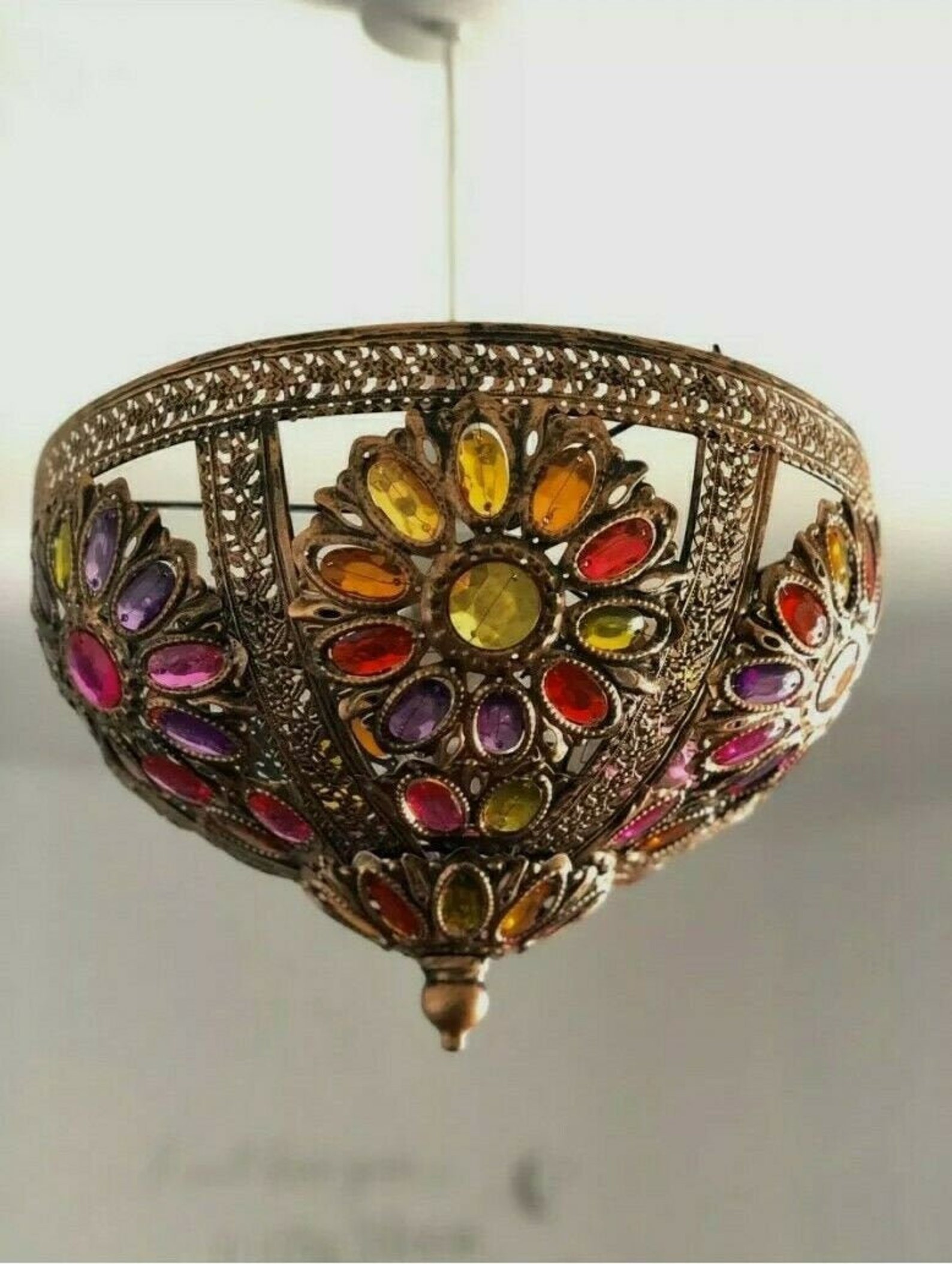 Moroccan Jewelled Rubies Uplighter Lamp Pendant Shade Home Etsy