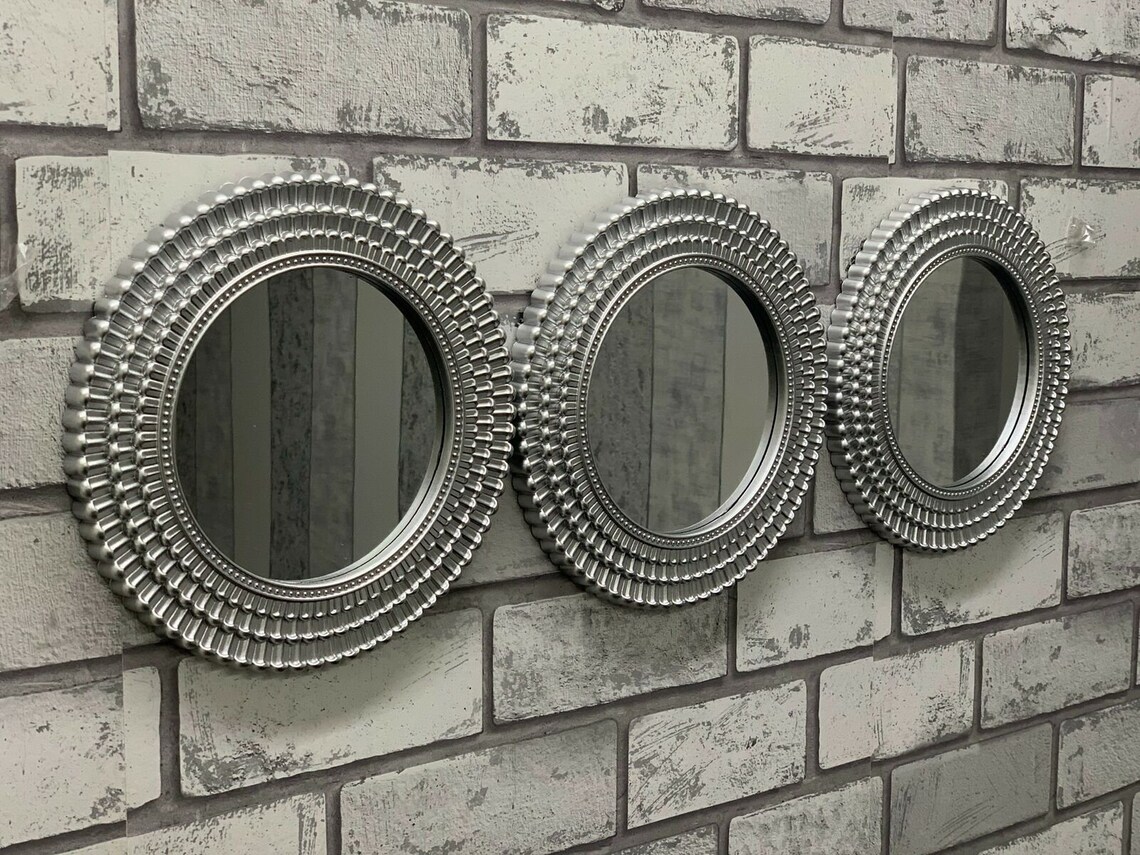 Three Round Moroccan Silver Mirrors Wall Mounted Home Décor Etsy