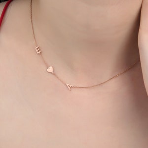 Initial Personalized Sideways Necklaces, Dainty 18K Gold Necklaces With Letters, Unique Initial Letter Necklaces For Her,  Gift For Mother