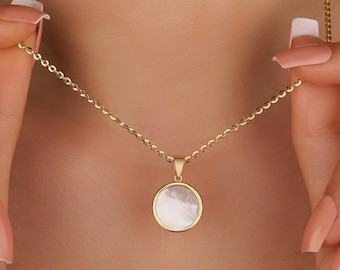 Dainty Handmade Pearl Pendant Necklace, Natural Raw Crystal Stone Necklace, Genuine Pearl Trendy Necklace, Women Gold Modern Necklace Jewel