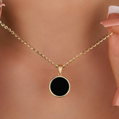 Handmade Black Onyx Pendant Necklace Dainty Black Onyx Etsy