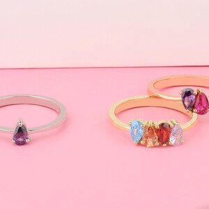 Initial Family Personalized Rings Dainty Birthstone Rings - Etsy