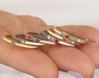 Tiny Family Personalized Birthstone Rings, Personalized Rings, Dainty Birthstone Rings, Family Birthstone Ring, Gift For Her, Mom Gifts